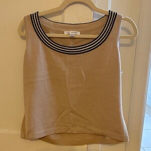 St. John Beige Tank Top with Black Trim